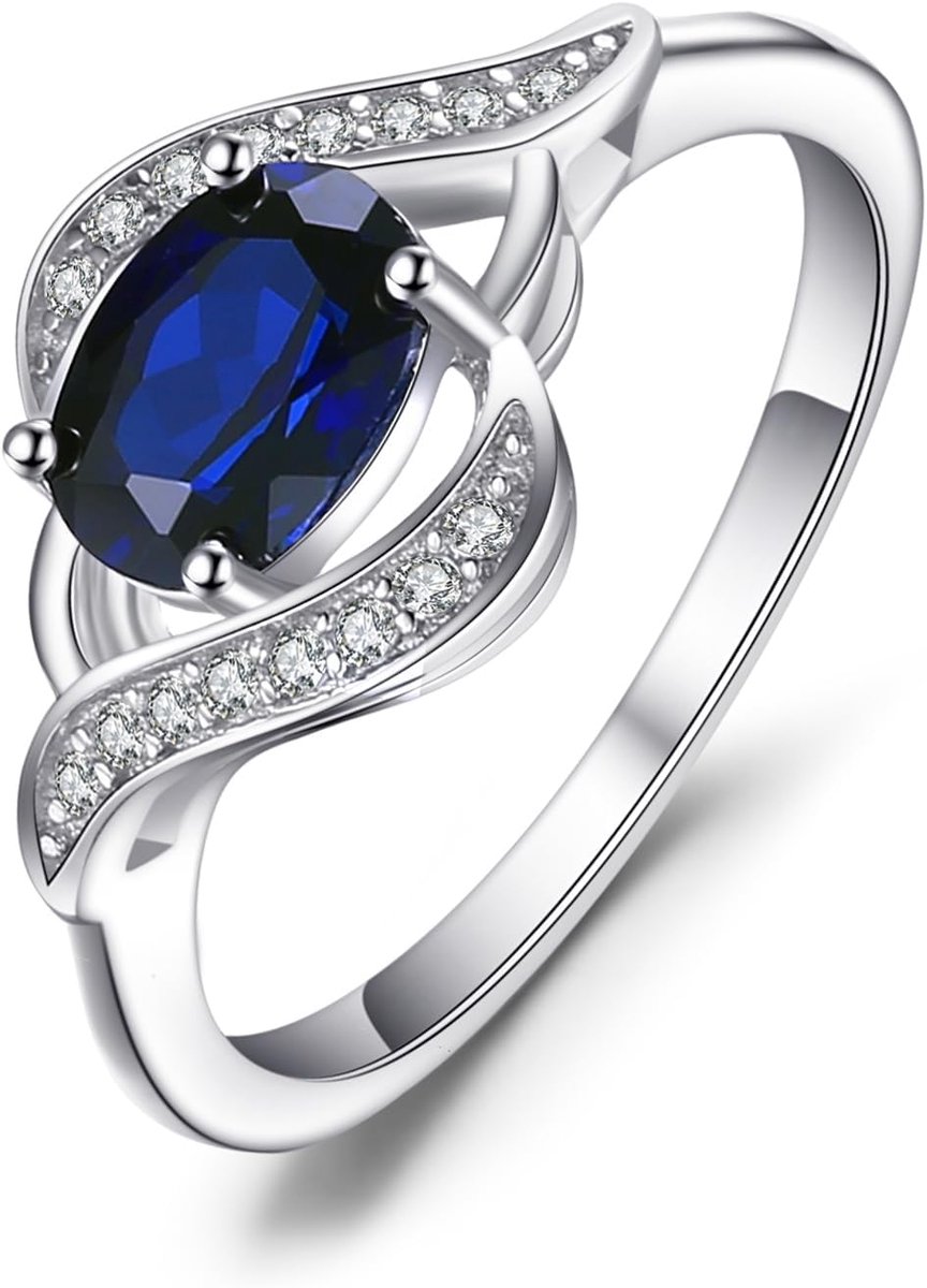 Ovaal Geslepen 1ct Gemaakte Blauwe Saffierring Dames, Ring Stenen Sieradenset, Verlovingsring Zilveren Ring Solitaire Zilveren Ringen 925 Dames, Sieraden Meisjes Beloven Ring Rosé Goud