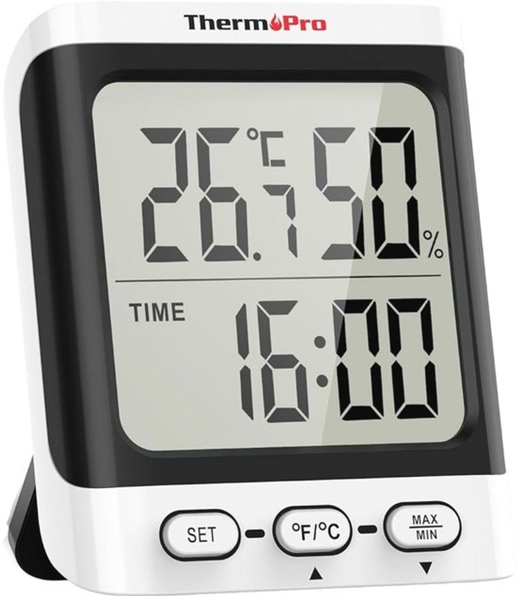 Digitale Hygrometer en Thermometer voor Binnen met Klokfunctie