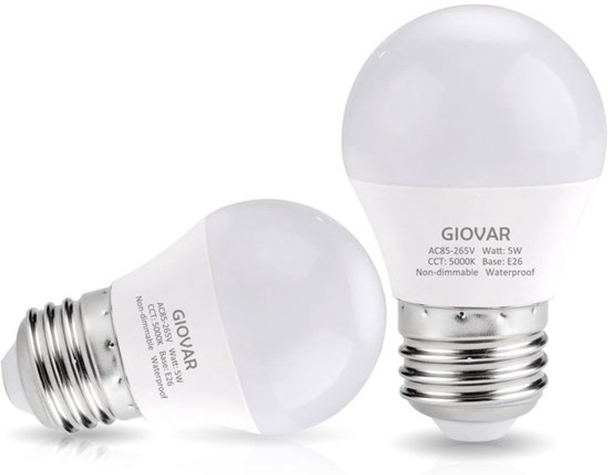 2-Pack LED Koelkastlampen E26 Fitting 40W Equivalent Daglicht Wit 5000K - Waterdicht