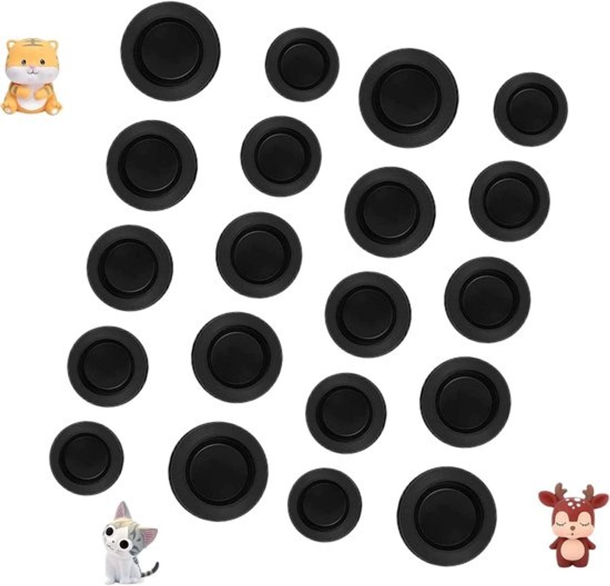 20x Ronde Zwarte Rubbers Stoppen voor Spaarpotten - Lekdichte Afsluitpluggen