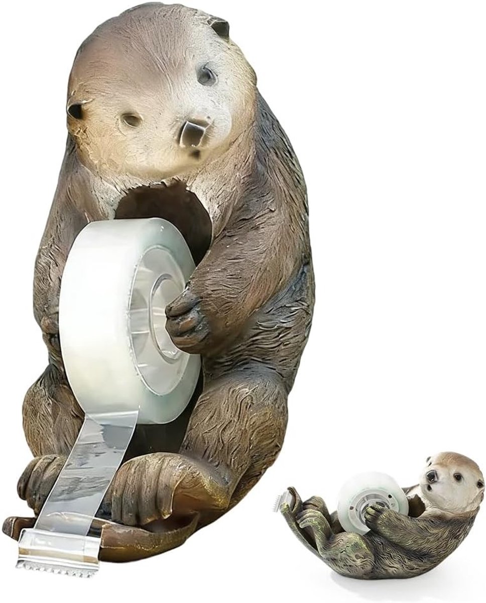 Grappige Kleine Otter Tape Dispenser voor Tafel - Ideaal voor School, Thuis en Kantoor, Handige Plakbandhouder en Decoratief Bureau Accessoire