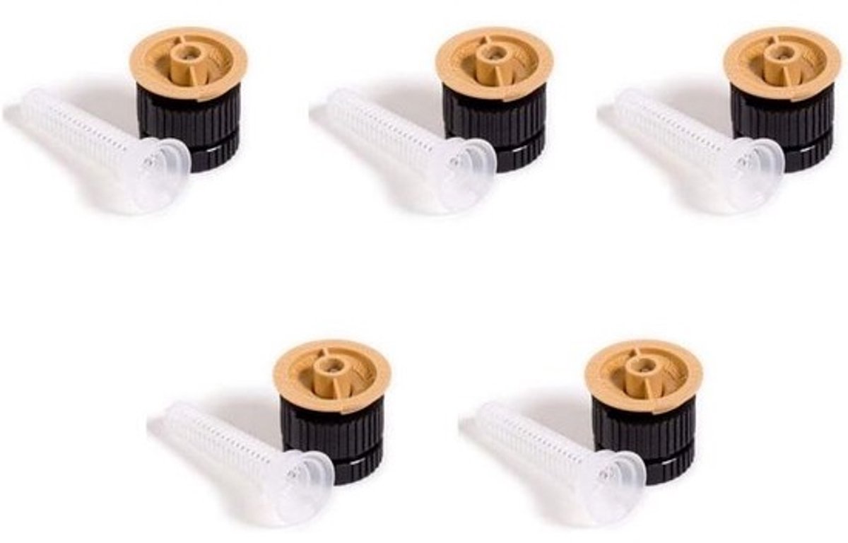 Set van 5 Verstelbare Sproeikop Nozzles voor Beregening met Hoekinstelling en Bereik tot 5.4m