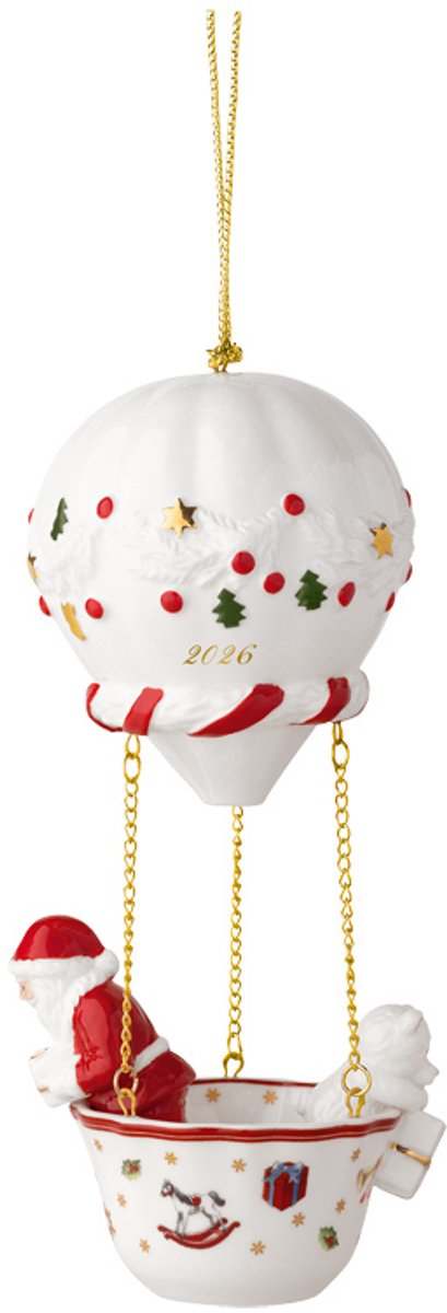 Villeroy & Boch Ornament Heißluftballon 2026 Christmas Classics 7,1 x 6,4 x 15,3 cm wit-goud