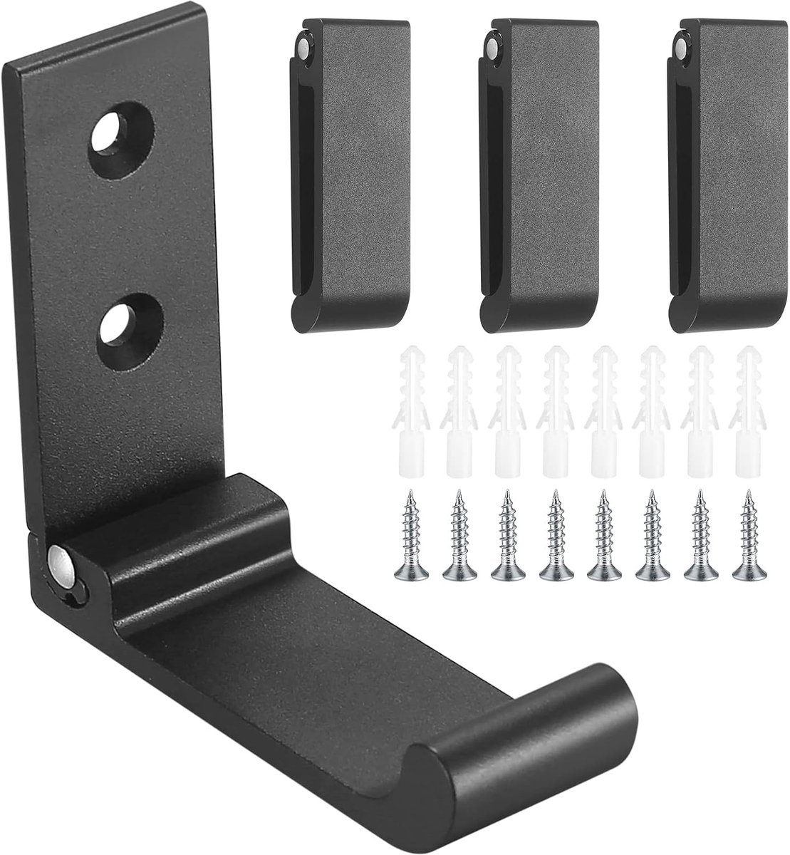 4 stuks opvouwbare wandhaken om op te hangen, 90° inklapbare kledinghaken, inklapbare wandhaken, zakhaken, hangers voor handdoeken, jas, sleutels, keuken, badkamer, garderobehaken, zwart