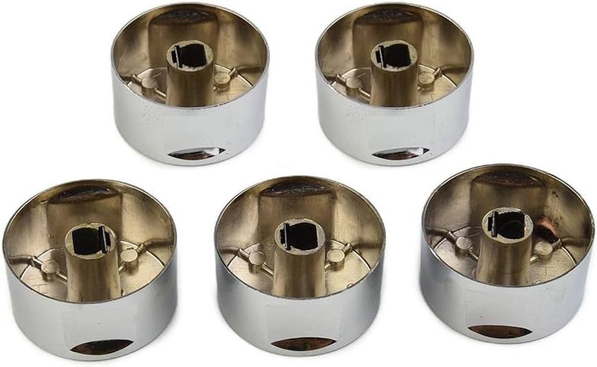 5 Pcs Fornuis Knop, Zinklegering Ronde Knop Gas Kookplaat Handvat Zilver Gasfornuis Controle Knoppen Thuis Keuken Accessoires