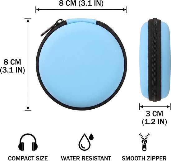 2 x mini-hoofdtelefoonetui, harde hoes met ritssluiting, voor hoofdtelefoon, sleutels en datakabel. — afbeelding 3