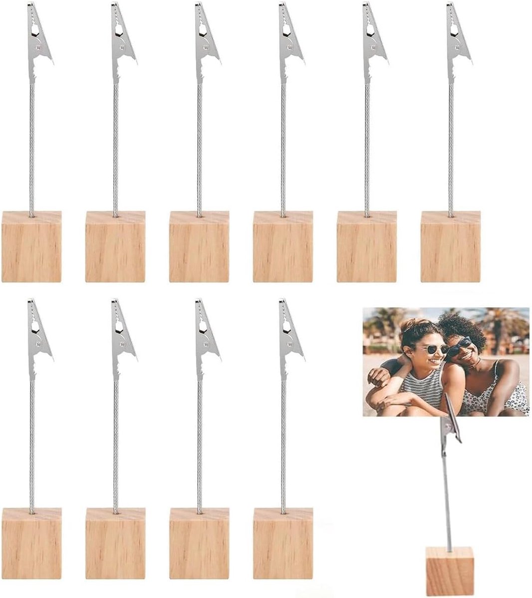 10 x fotohouder clip met krokodillenklem, memoclip, houder voor foto's, zitkaarten, tafelkaarten, notities, als paperclip en tafeldecoratie, krokodillenklem voor fotohouders
