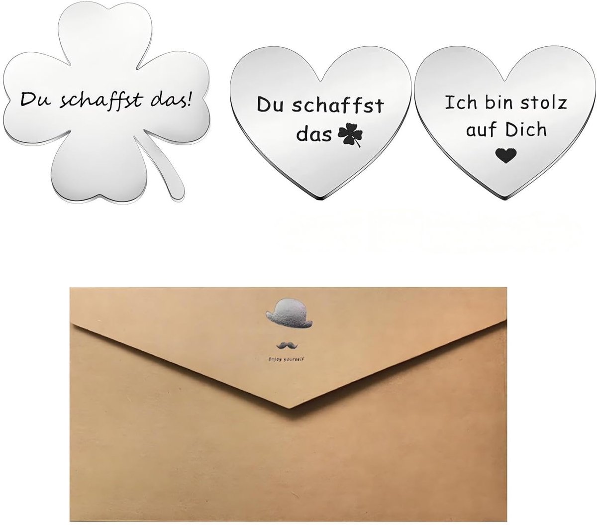 klaverblad, klavertje vier, geluksbrenger, cadeau voor examens, animatiecadeau, 2 stuks