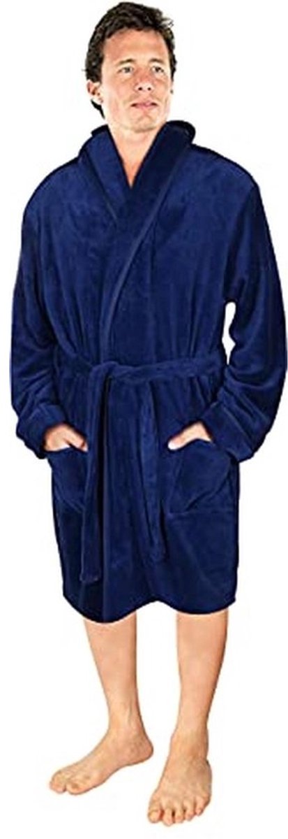 Luxe Heren Sjaal Kraag Kamerjas | Superzachte Fleece Badjas | Comfortabele Loungewear en Nachtkleding