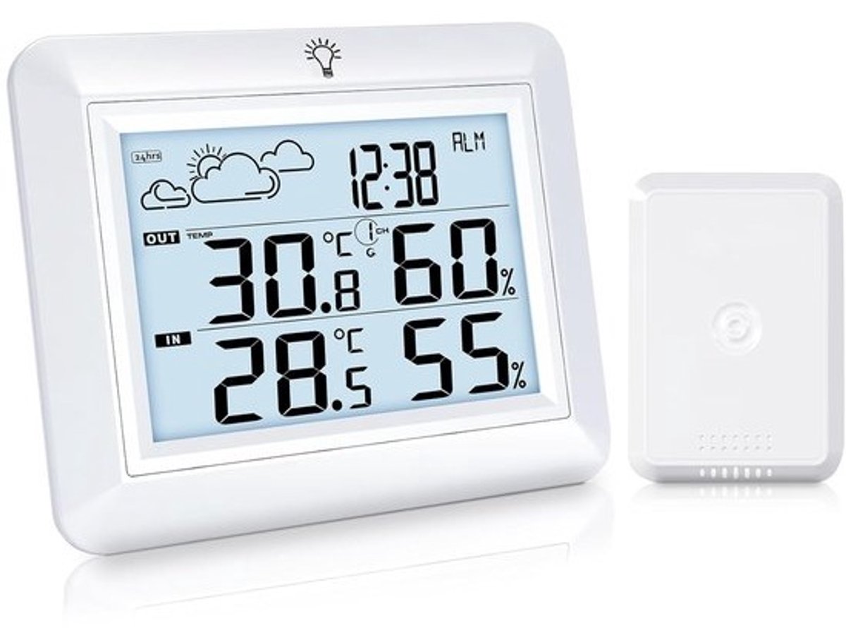 Draadloos Weerstation met Buiten Sensor: Thermometer, Hygrometer & Weersvoorspelling