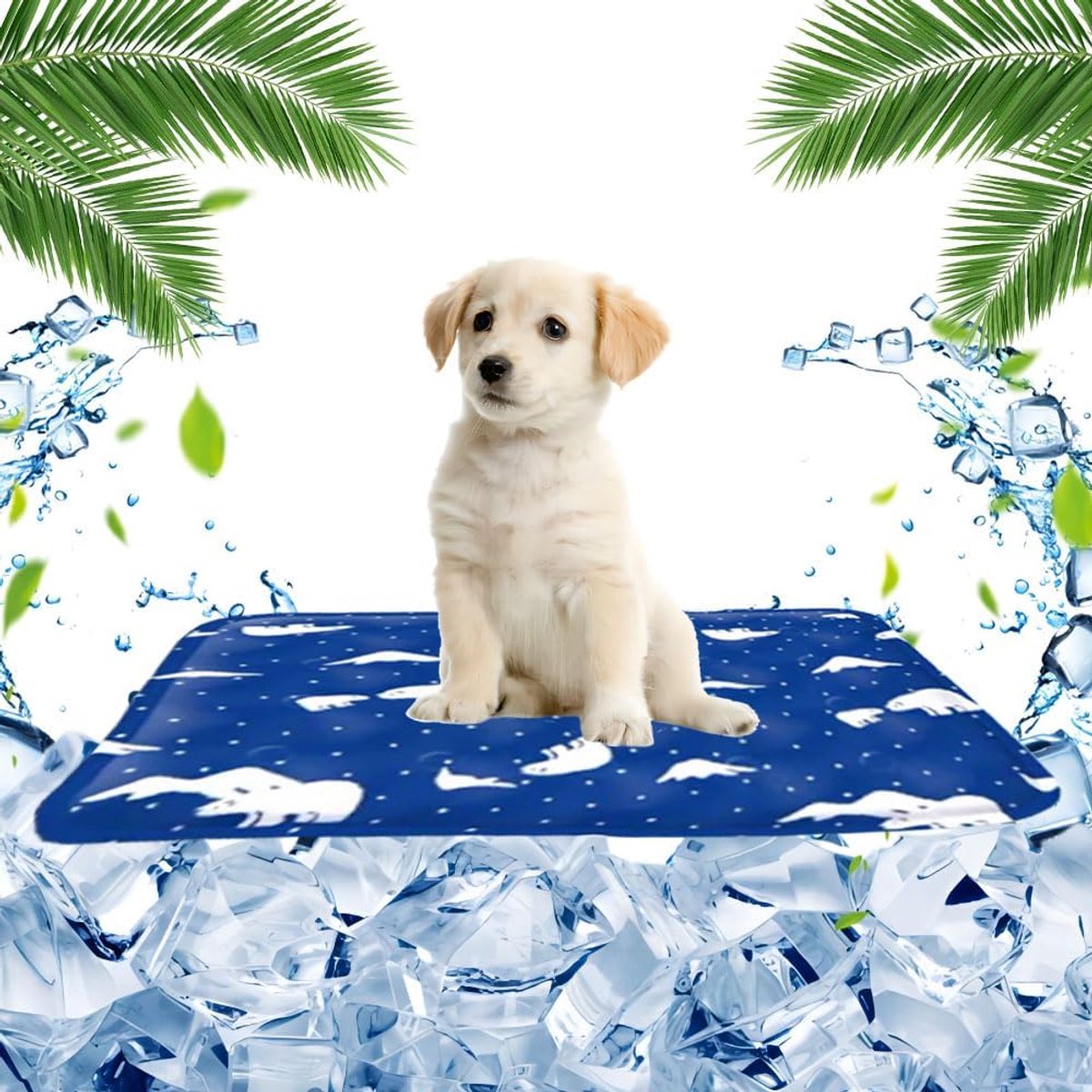 Koelmat voor honden, koelmat voor honden, koelmat, 40 x 50 cm, voor katten, puppy's, koel binnen buiten, krasbestendig, duurzamer (marineblauw)