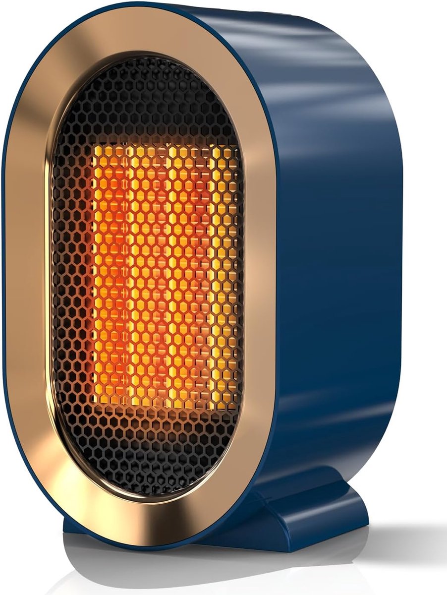 Elektrische kachel, draagbare energiebesparende ventilatorkachel voor binnen, draagbare ventilatorkachel met twee snelheden, geschikt voor kantoorgebruik, met instelbare standen,al (blauw).
