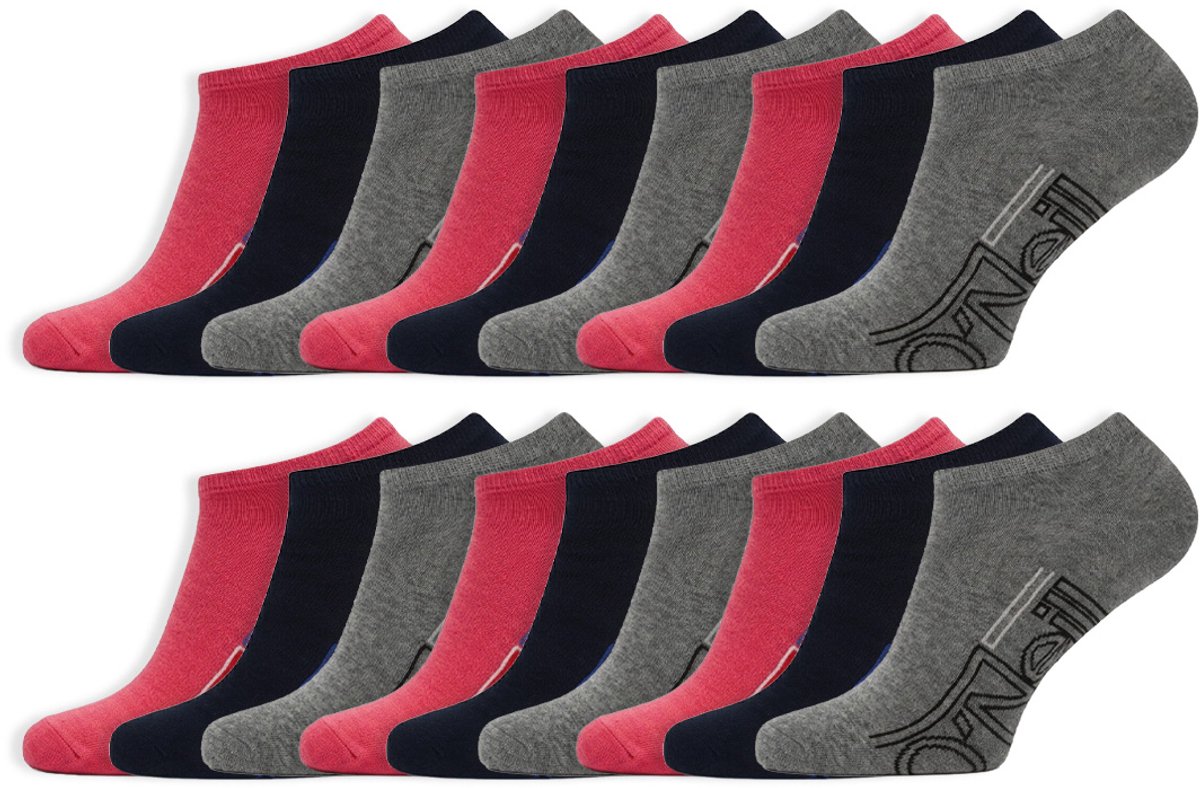 18 Paar O’neill Sneakersokken Dames & Heren Logo Design Katoen Medieval Zwart