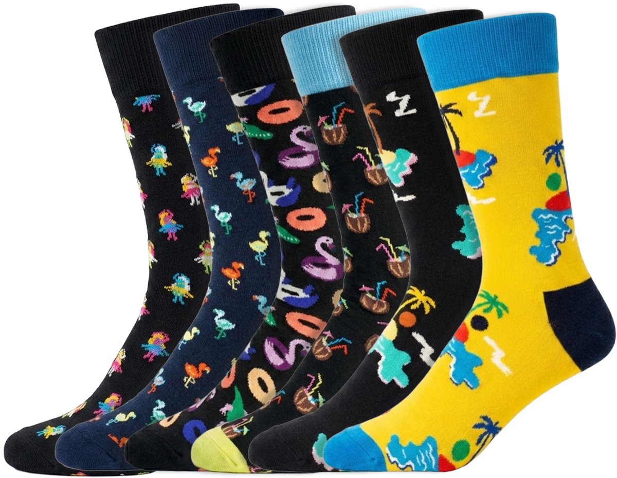 6 Paar – Happy Socks – Dames & Heren – Thema Vakantie – Katoen – Maat 41/46