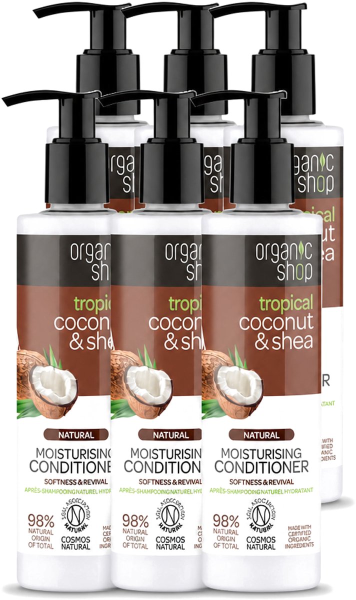 6 x Organic Shop - Coconut & Shea Conditioner - Verzorgend en Voedend - 280 ml - Voordeelverpakking - 6 stuks