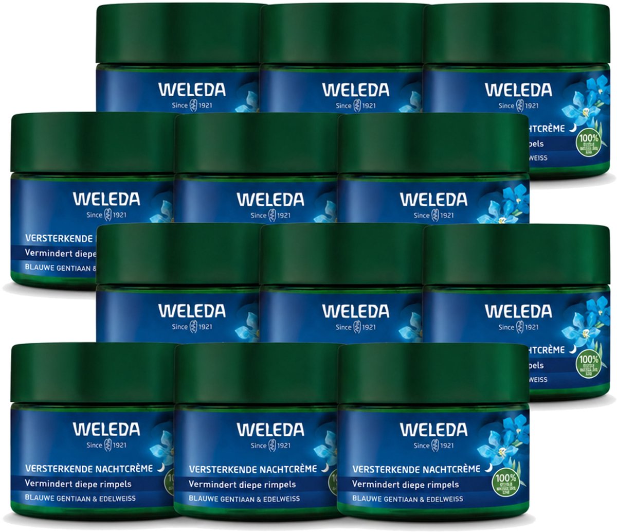 12 x WELEDA - Nachtcrème Versterkend - Blauwe Gentiaan & Edelweiss - 40 ml - Voordeelverpakking - 12 stuks