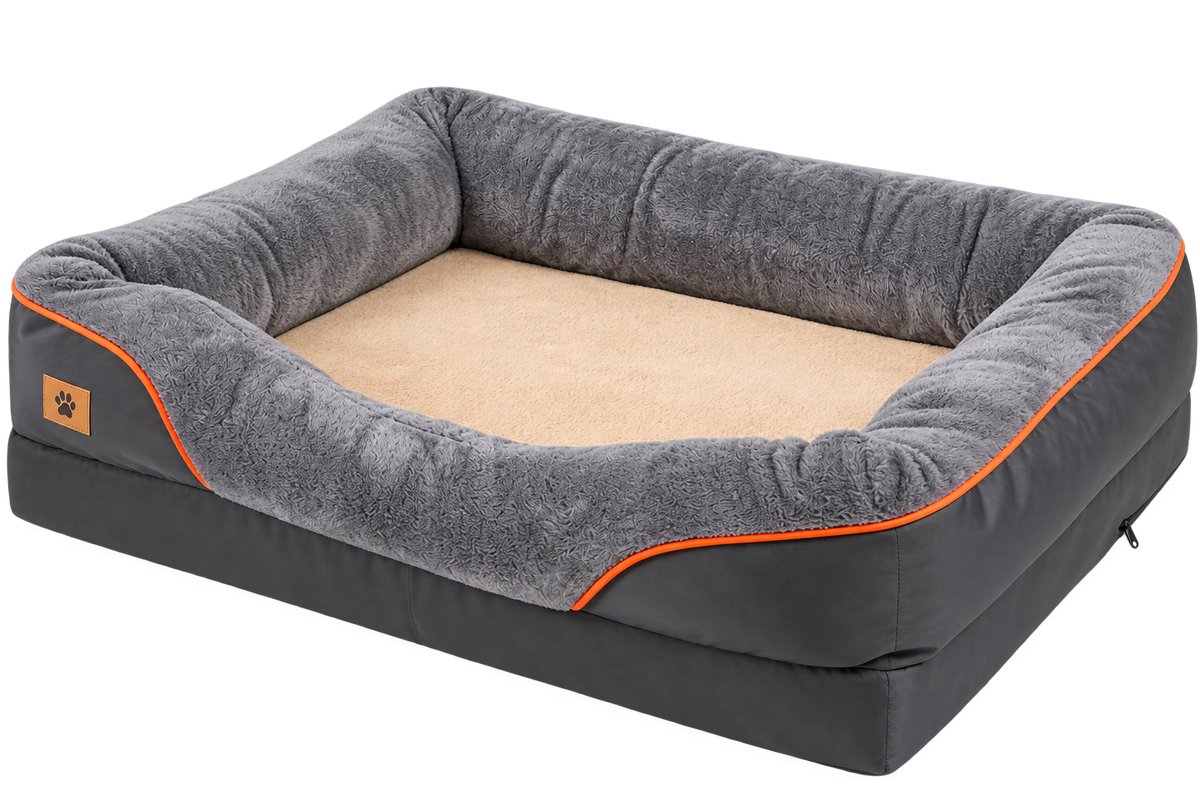 Sellino Hondenmand - Waterdichte binnenvoering - Afneembare en wasbare hoes - 10 cm schuimbodem - Donkergrijs - XL - 97 × 72 × 29,5 cm