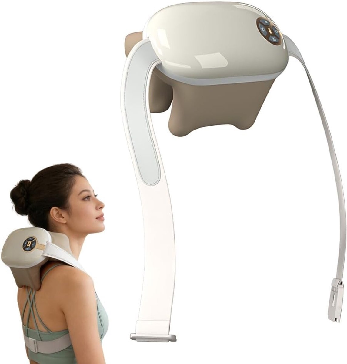 Ergonomische Nek- en Rugmassager met Bionische 3D Warmte, Elektrische Shiatsu Functies, 5 Massagemodi en 3 Warmte-instellingen