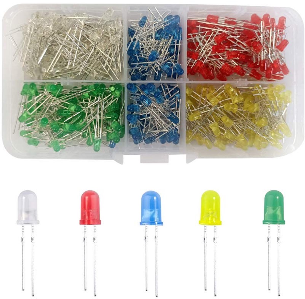 400 Stuks 3mm LED Diode Kit met 2 Pins, Luminous Diodes in Diverse Kleuren, LED Lampen en Weerstanden voor Elektronische Projecten