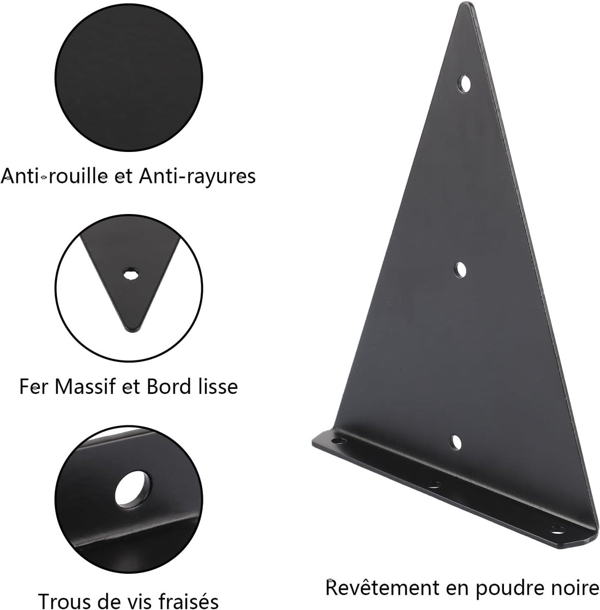 Set van 4 Driehoekige Plankdragers Zwart 230x170mm voor Wandmontage en Decoratie