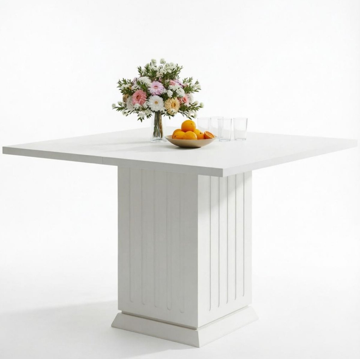MODFU Eettafel - Vierkant - Modern - 4 Personen - Hout - Wit - 90x90x75 Cm
