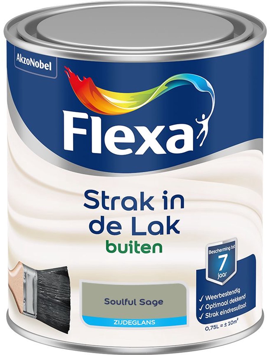 Flexa - Strak In De Lak Buitenlak Zijdeglans - Soulful Sage - 750 Ml - Kleur Van Het Jaar 2027
