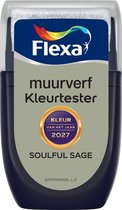 Flexa verftester met 'muurverf Kleurtester' en 'Kleur van het Jaar 2027 Soulful Sage'.