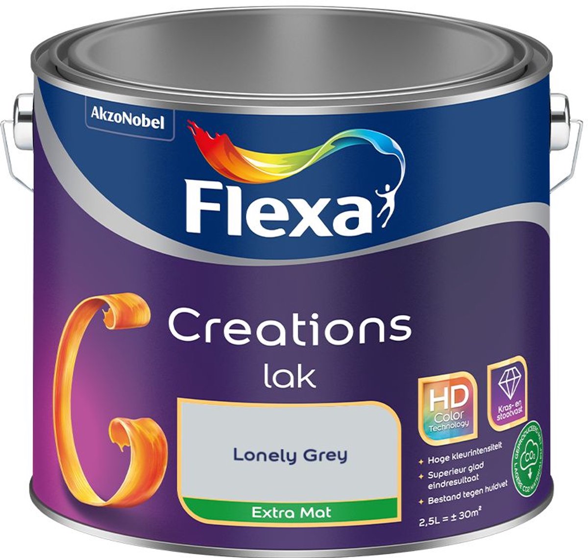 Flexa - Creations Lak Extra Mat - Lonely Grey - 2,5 L - Kleur Van Het Jaar 2027