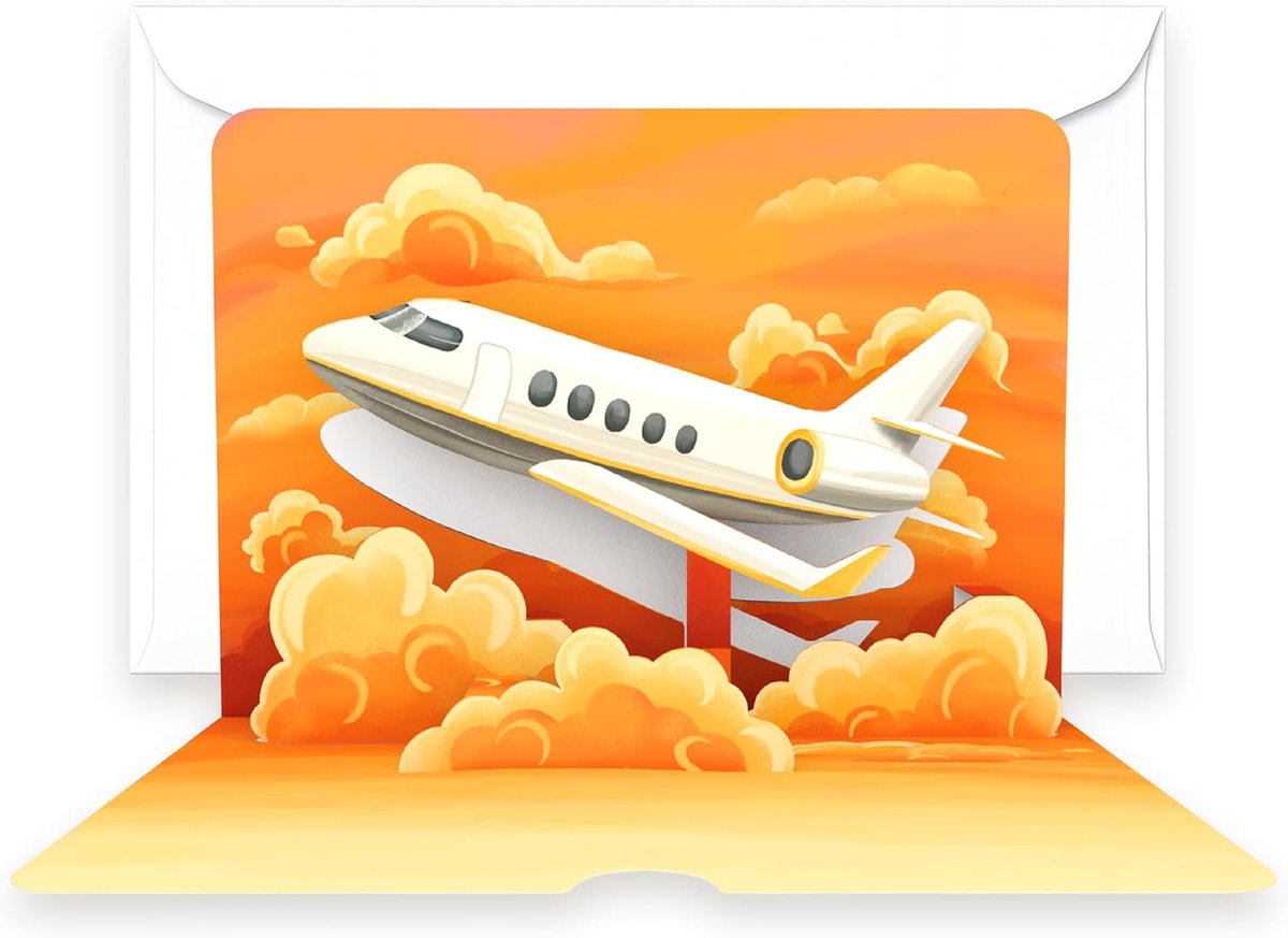 Privatjet - 3D vakantiegoucher voor luxe vliegreizen en lange reizen, voucherkaart & cadeauverpakking voor vliegtickets, geldcadeau voor mannen, vrouwen en koppels, afscheidskaart