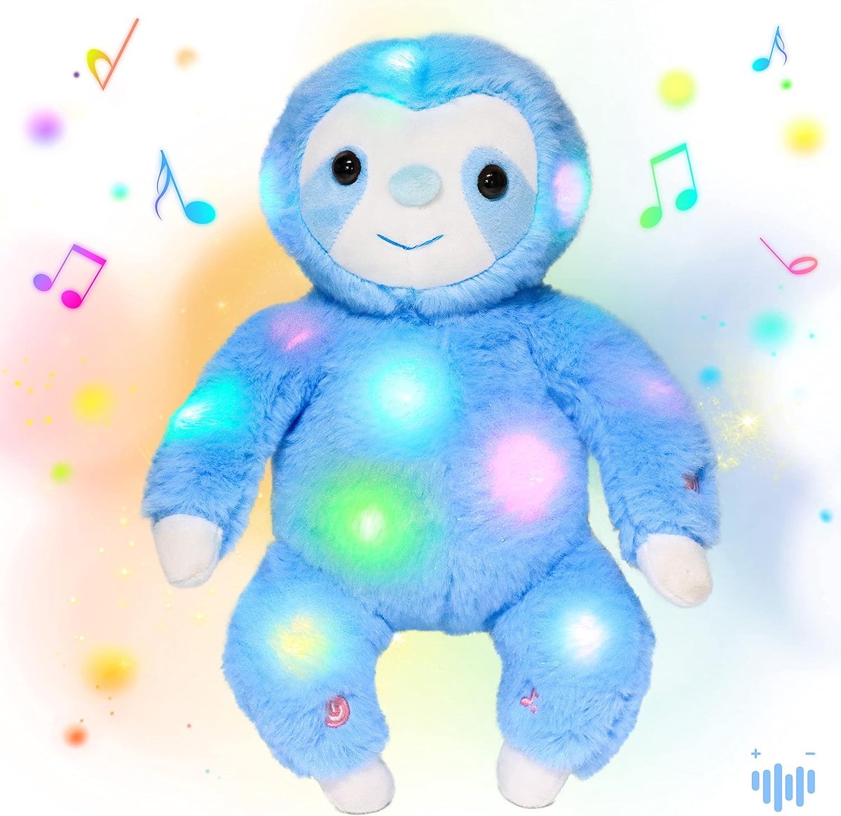 Led Muzikale Pluche Boomluiaard Lichtgevende Knuffel Floppy Nachtlampjes Glow In The Dark Verjaardagsfeestje Voor Kinderen Peuters, Blauw, 30 cm