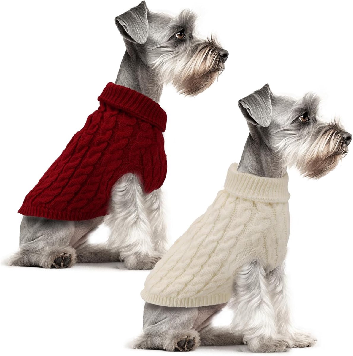 2 Stuks Hondentrui's Gestreept Met Kragen, Warme Wintertekening Dackeltrui Leuk, Kleding Hondjes Draaibare Gestreepte Vest Hondenkleding Voor Honden Katten (Rood + Wit, Small)