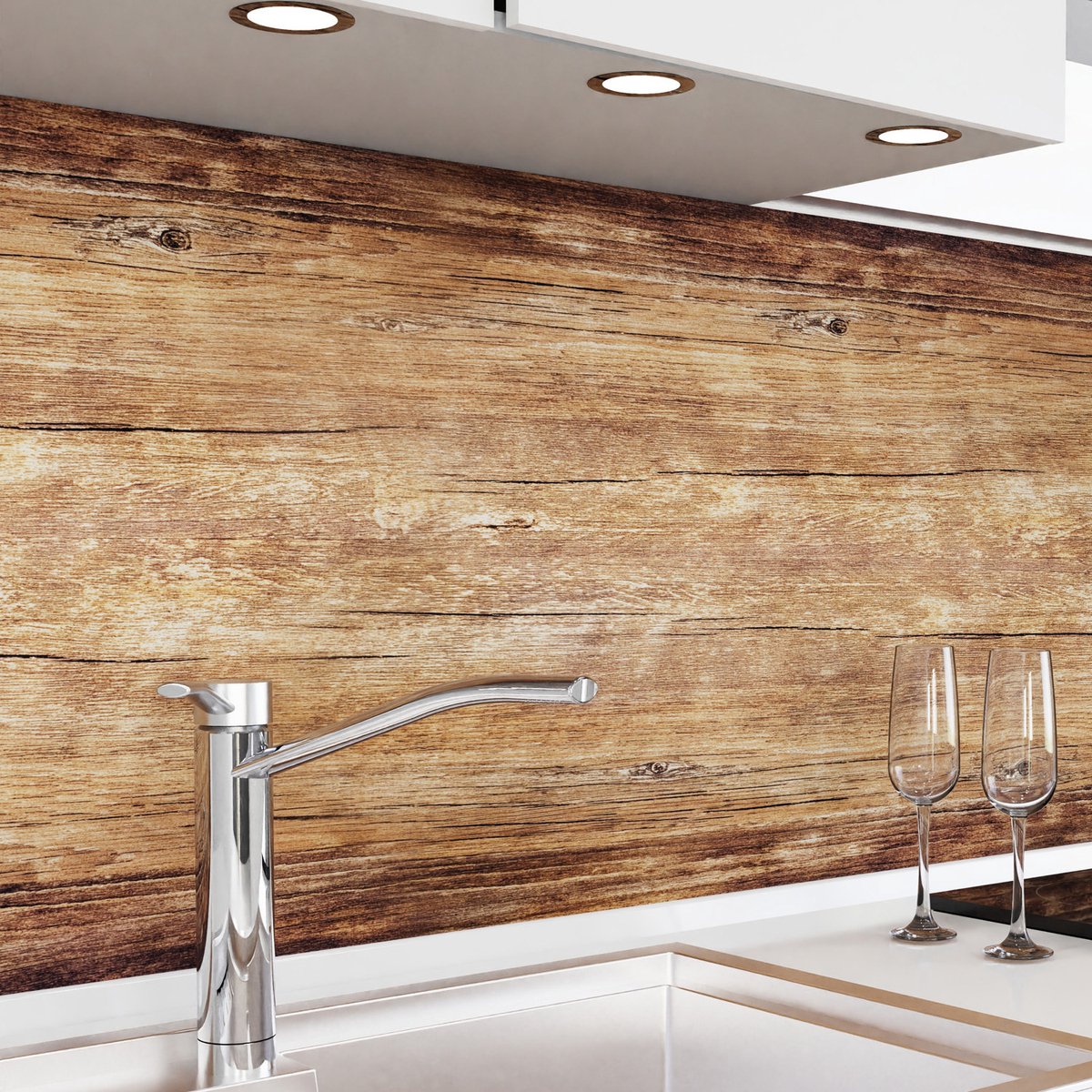 Keuken achterwand zelfklevend - Spatscherm keuken - Spatwand fornuis - Muurbeschermer - Verstevigde PET folie - 0,4 mm - Mat - Notenhout - 500 cm x 60 cm