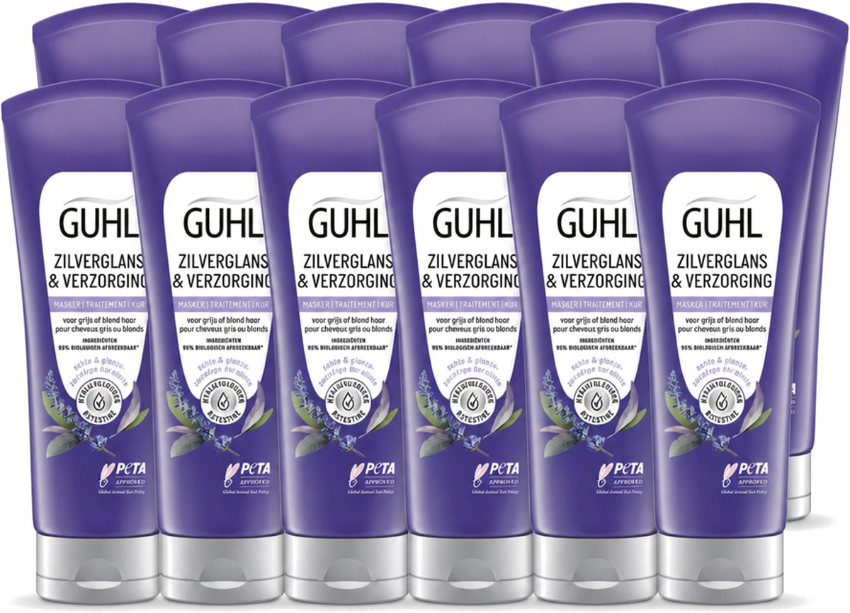 12 x Guhl - Haarmasker - Zilverglans & Verzorging Anti-Geel - 200 ml - Voordeelverpakking - 12 stuks