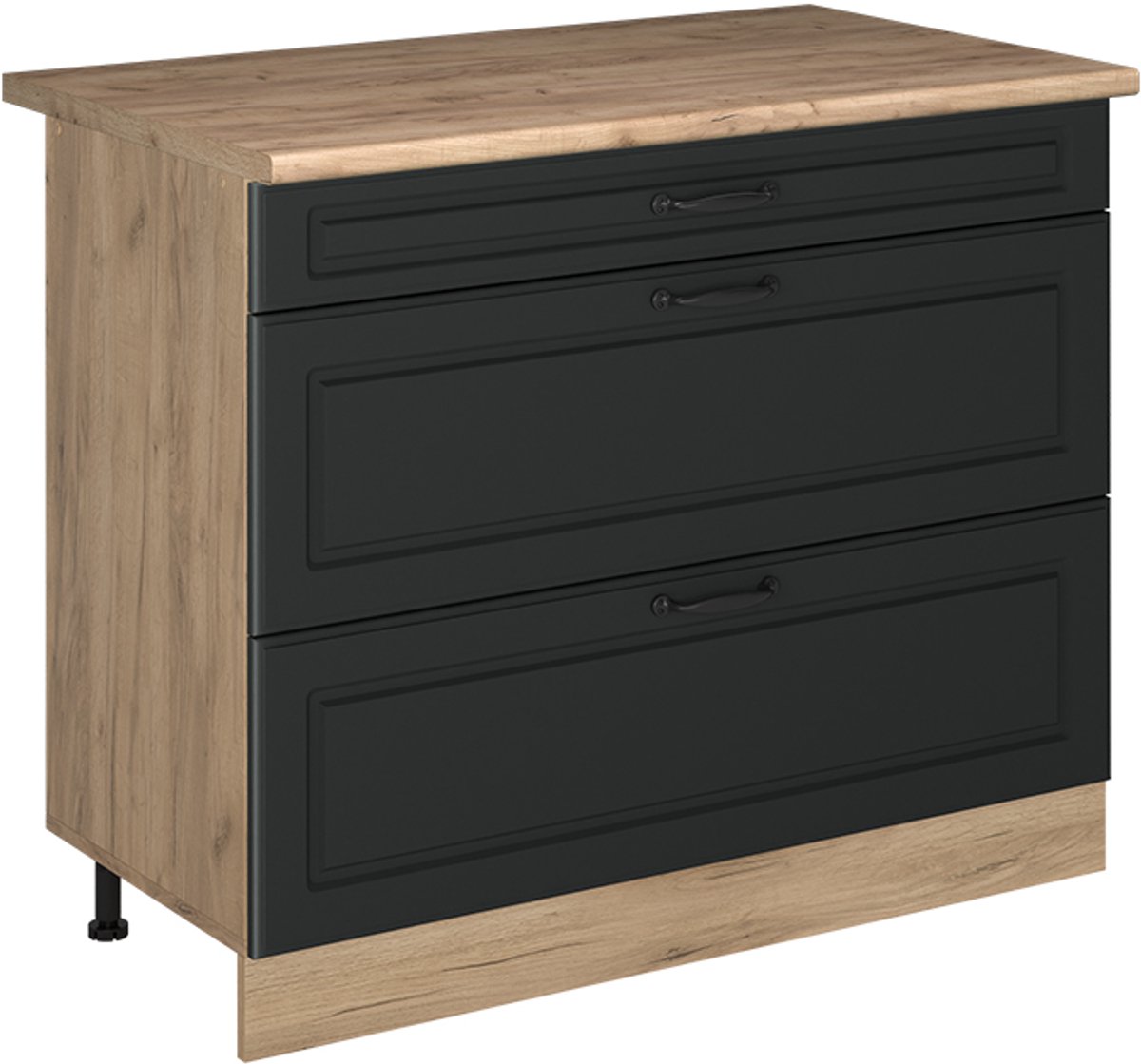 Vicco Keukenonderkast R-Line, Antraciet landelijk/Goudkleurig Eiken, 100 cm goudkleurig eiken werkblad