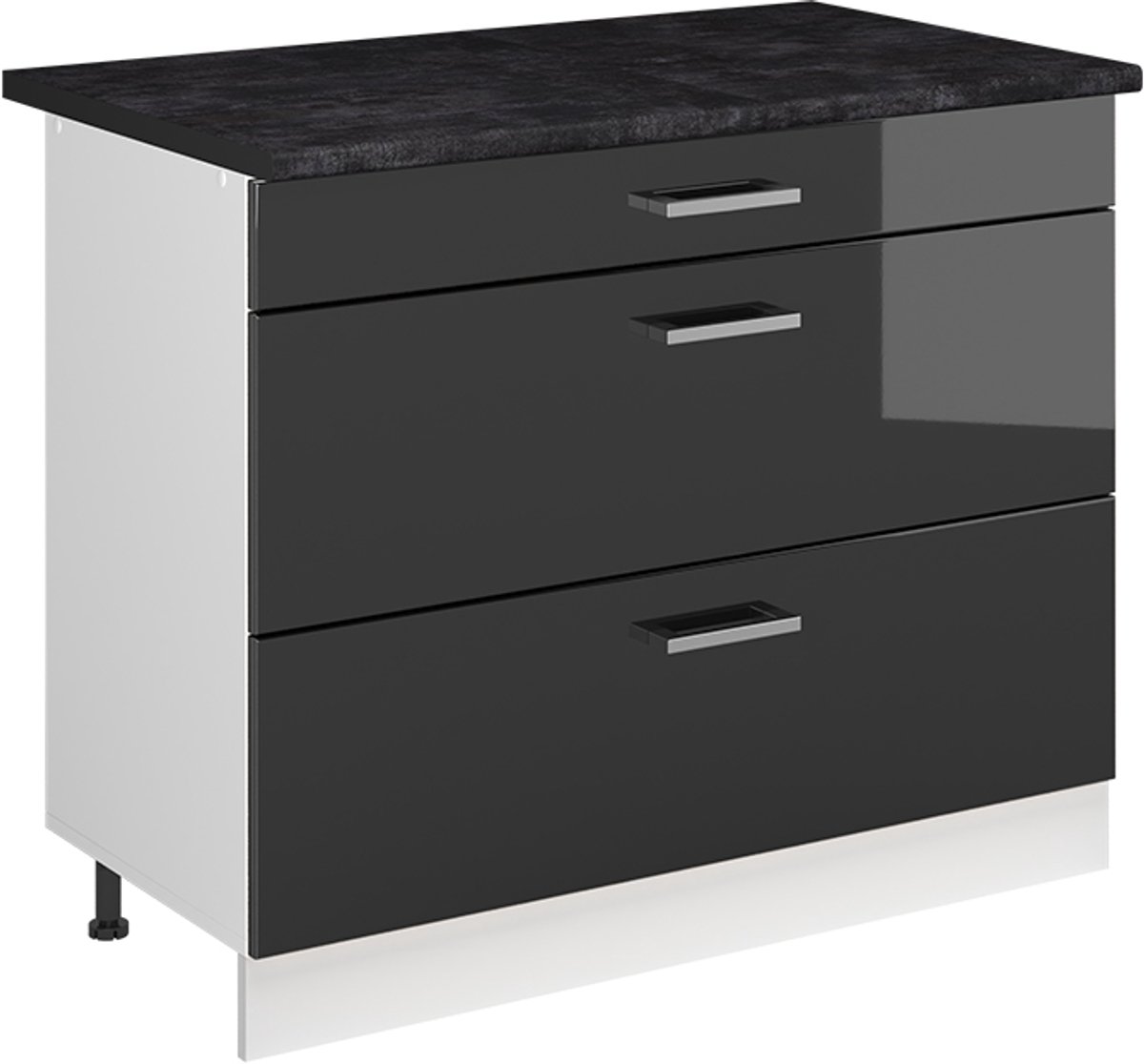Vicco Keukenonderkast R-Line, Antraciet Hoogglans/Wit, 100 cm antraciet werkblad