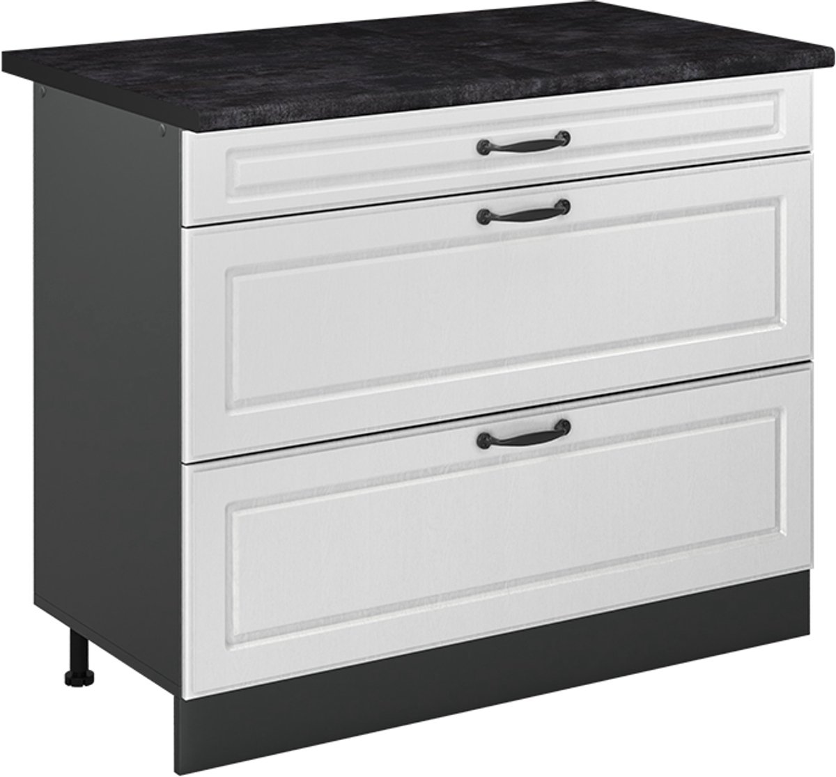 Vicco Keukenonderkast R-Line, Wit landelijk/Antraciet, 100 cm antraciet werkblad