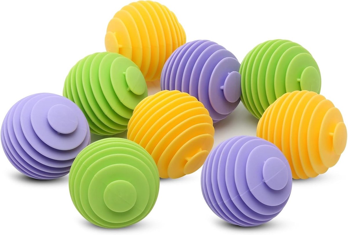 Herbruikbare Wasballen voor Wasmachine - 9 Stuks, Silicone Droogballen voor Zacht Textiel, Vermindert Kreukels en Plakkerigheid