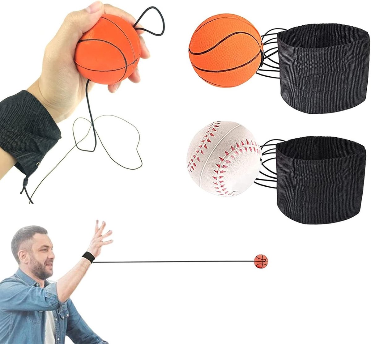 Set van 2 Herstelballen voor Pols en Vinger – 2,36 inch Elastische Bounce Ballen voor Hand- en Polsoefeningen en Revalidatie