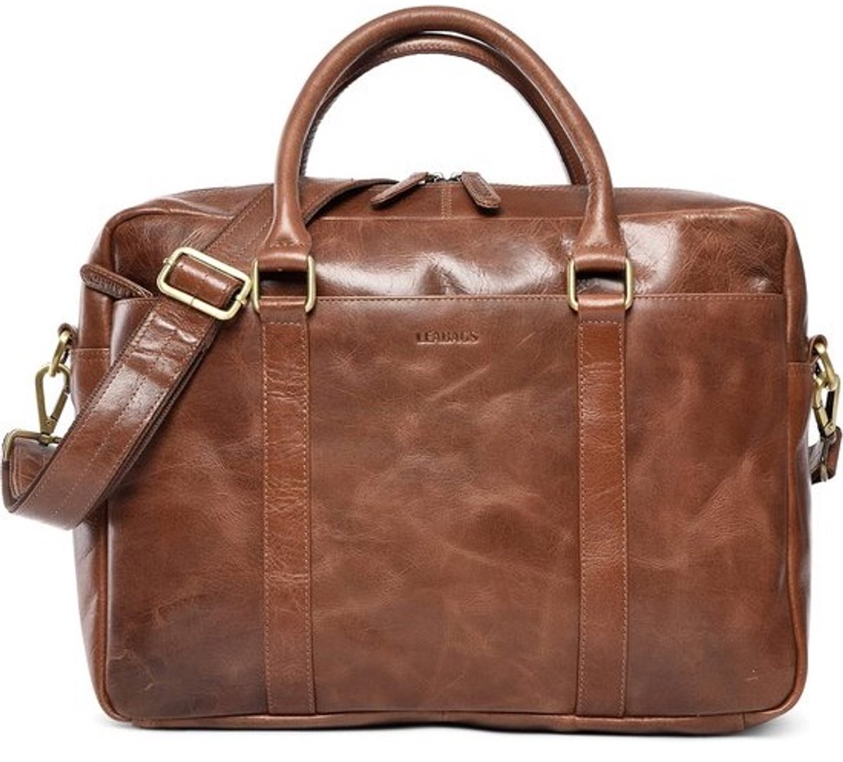 Uniseks Vintage Leren Aktetas voor Laptop en Documenten