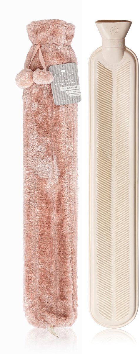 Warmwaterfles Extra Lang 72 cm - Zachte Kunstbont Hoes - Roze - Ideaal voor Koude Dagen - ShopVlot