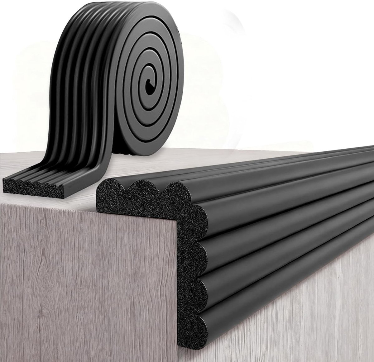 Hoekbeschermer muur - Zwart - 5 meter x 8 cm - Zelfklevende Schuimrubberen Randbescherming - Voor Baby's en Kinderen