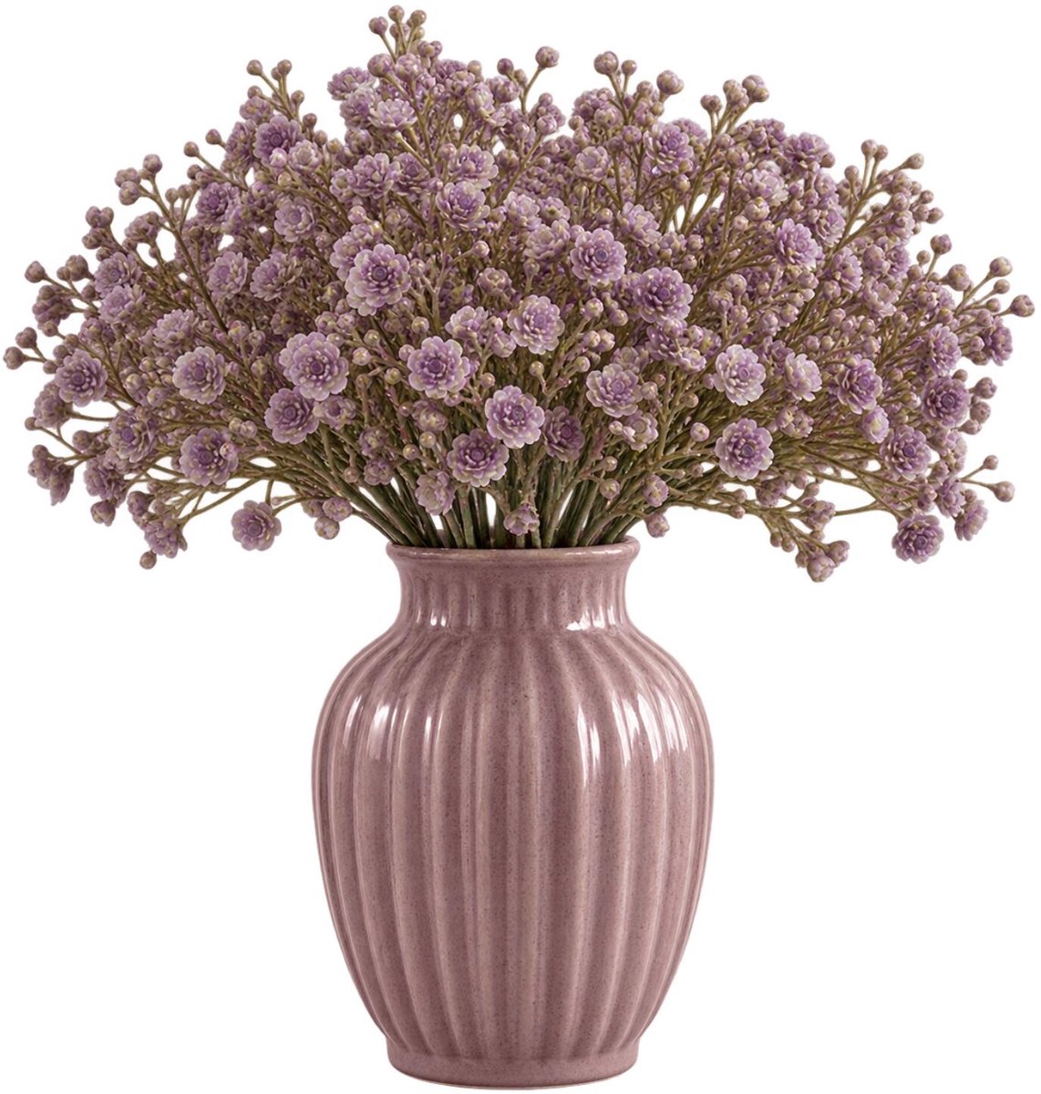 Bellatio Design Kunstbloemen boeket Gipskruid - 4x - 30 cm - paars - kunst zijdebloemen - Gypsophila