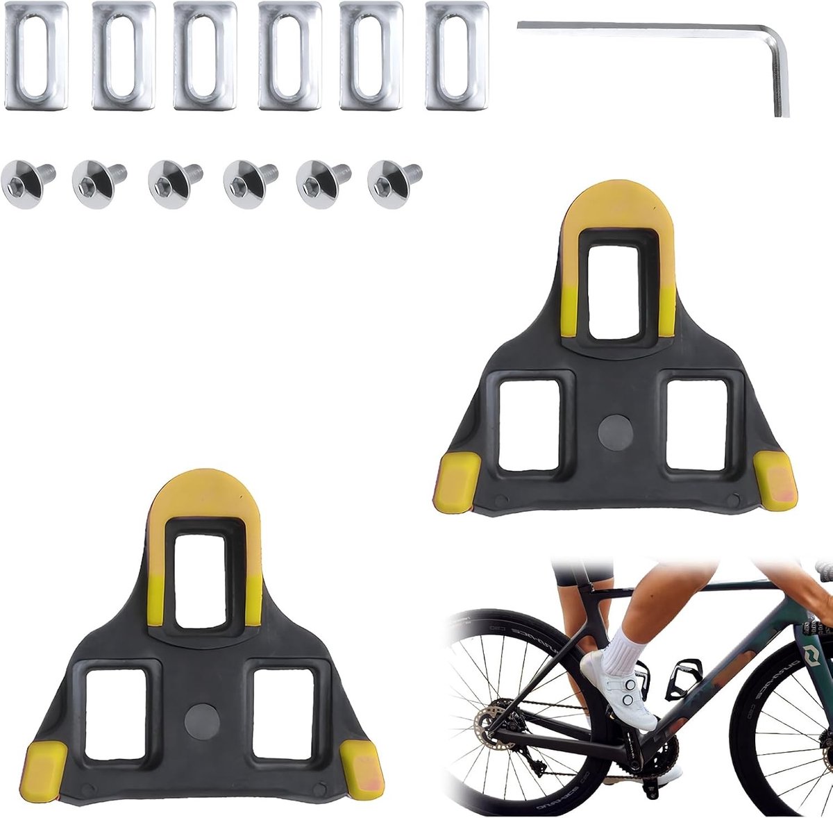 Verstelbare Pedalen Wedges voor SPD-SL Systemen – Universele Inlegstukken voor Fietsschoenen – Geschikt voor Racefietsen, Spinning en Indoor Fietsen – Zwart