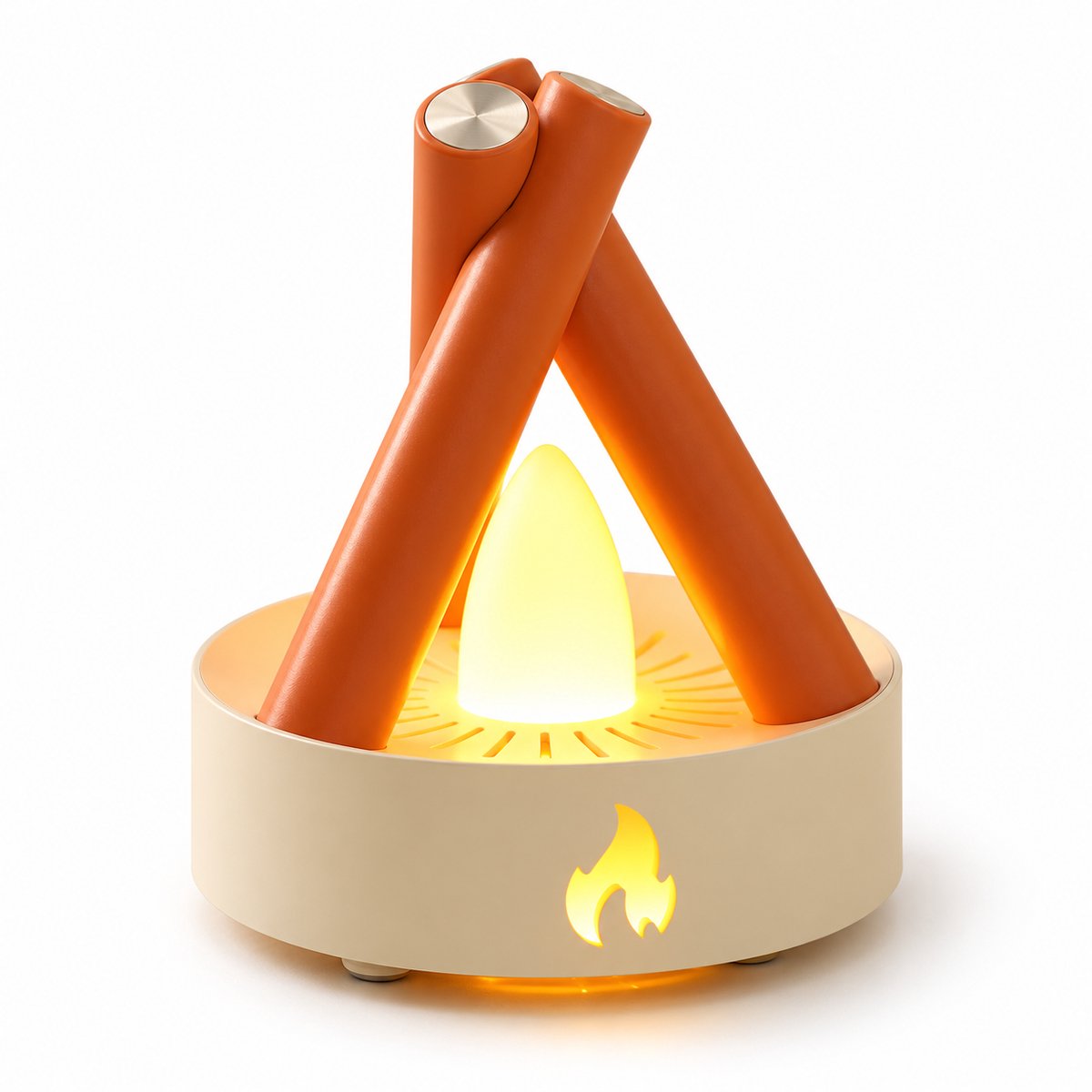 Kampvuur nachtlamp - Oplaadbare flikkerende vlamlamp met 5 witte ruisgeluiden en 2 lichtstanden - Draagbare bedlamp voor slaapkamer en camping - Oranje-wit