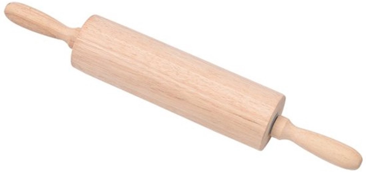 Houten deegroller, geschikt voor het uitrollen van pizzadeeg, bladerdeeg, gistdeeg of banketbakkersdeeg, evenals marsepein- en fondantdeeg.Houtkleur-39*6cm