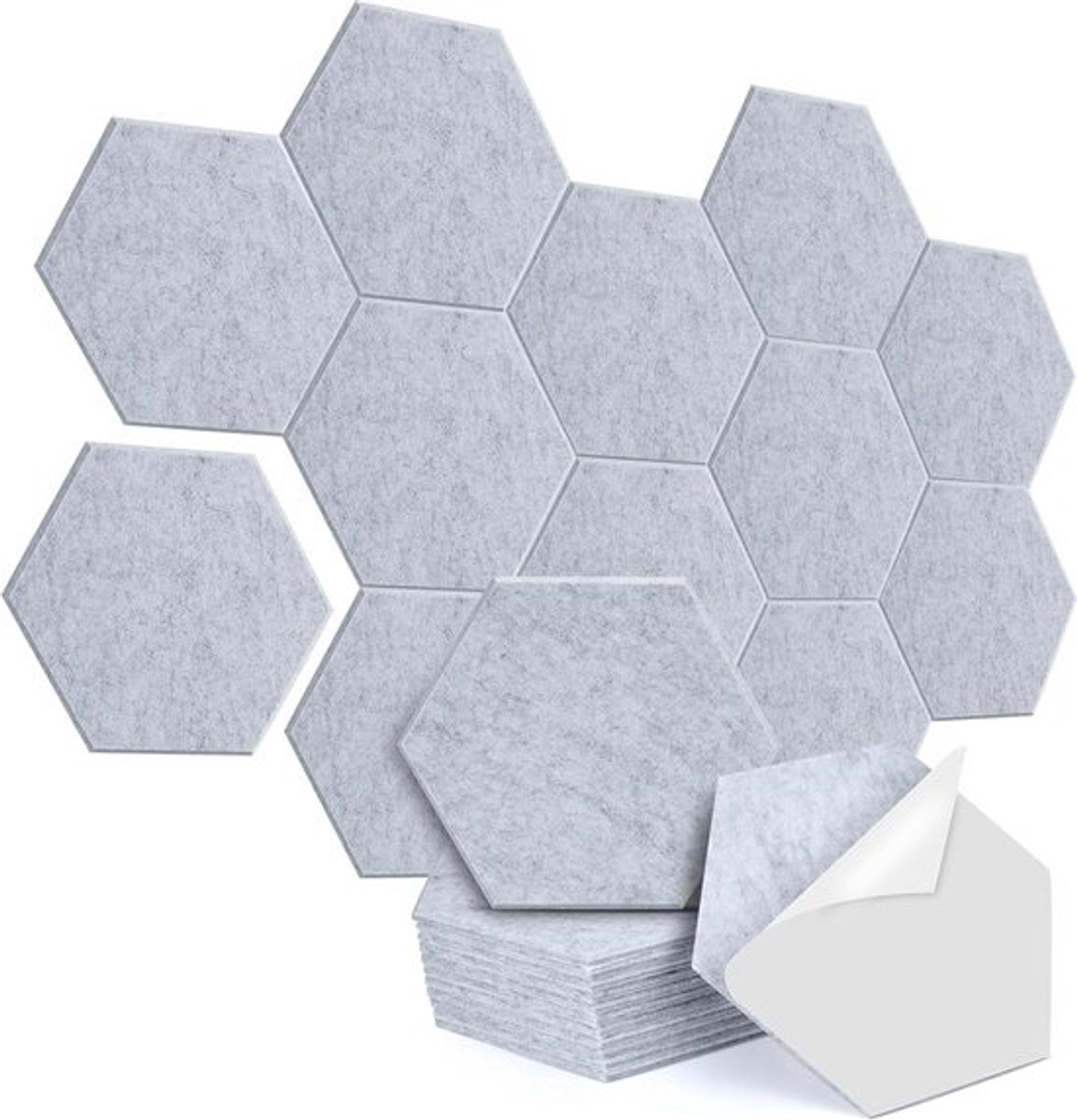 Akoestische panelen - 12 stuks zelfklevende zeshoekige panelen - geluidsdichte wandpanelen - 30 x 26 x 09 cm - schuimpanelen - hoge dichtheid - thuisstudio - geluidsabsorptie