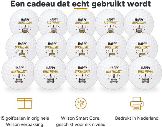 Wilson Golfballen Verjaardag Zwart Goud - Verjaardag Golf Cadeau - 15 stuks van Wilson — afbeelding 2
