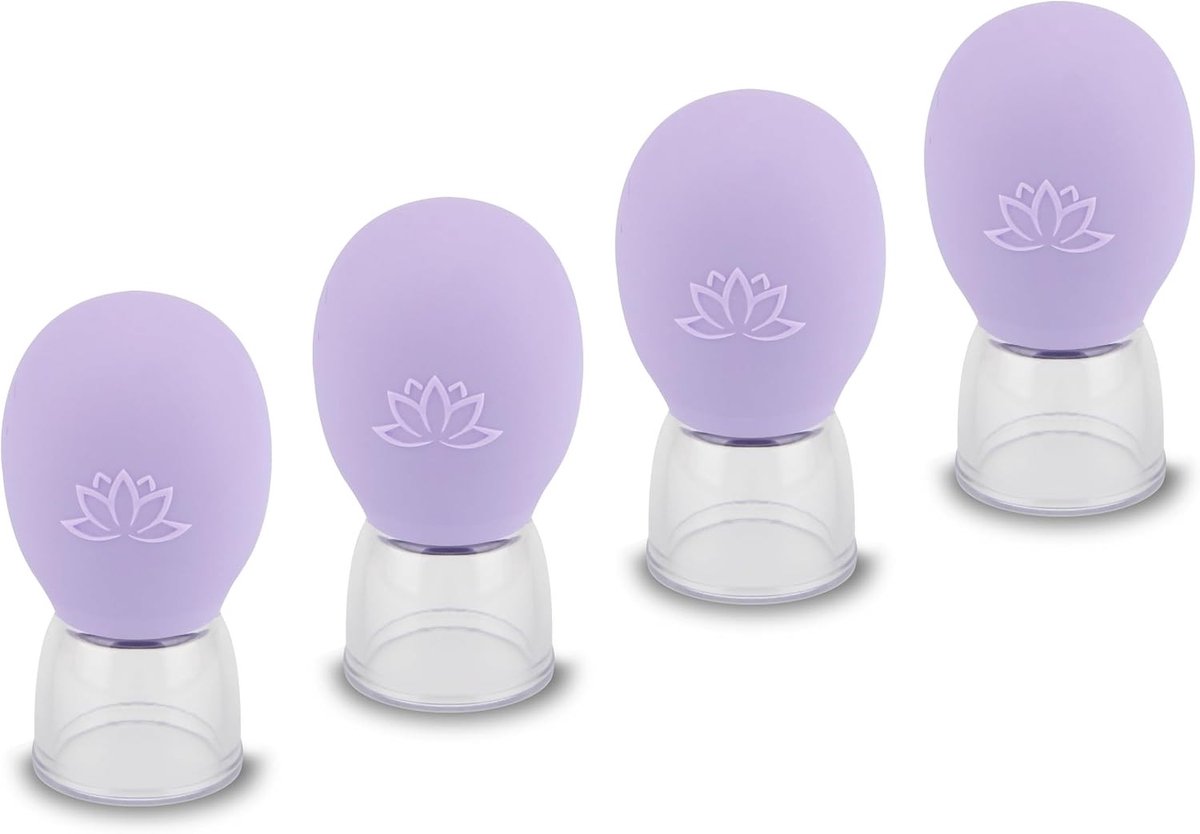 Set van 4 Silicone Schröpfglazen voor Gezichtsmassage met Katoenen Tassen - Perfecte Moederdag Cadeau voor Ontspanning en Wellness