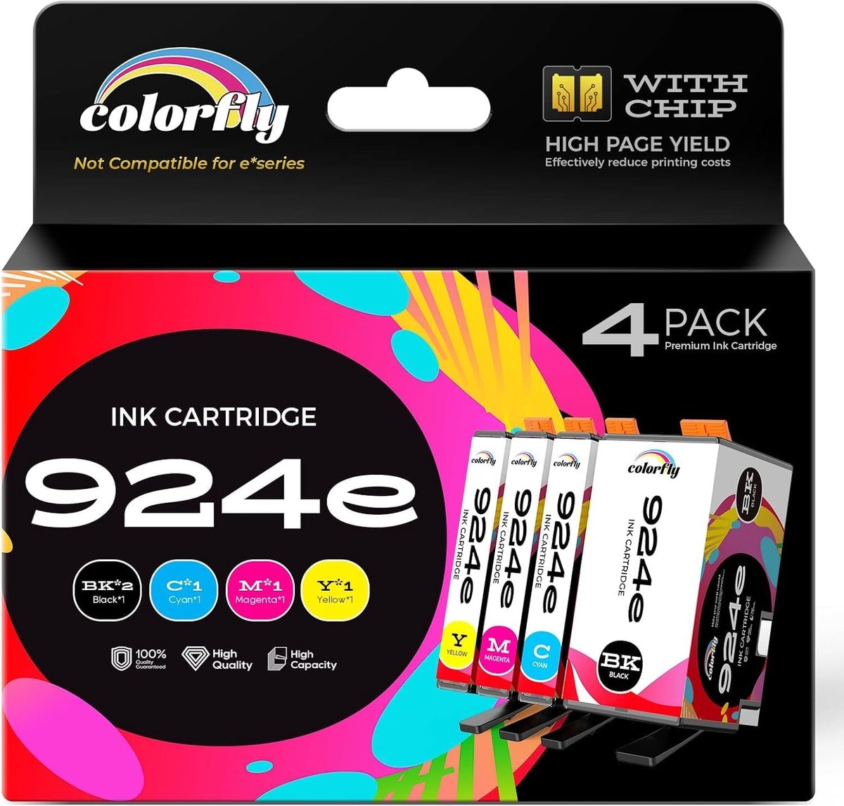 Printercartridges 924XL - Vervanging voor HP 924 - Compatibel met Officejet Pro - 4 stuks met chip - ShopVlot