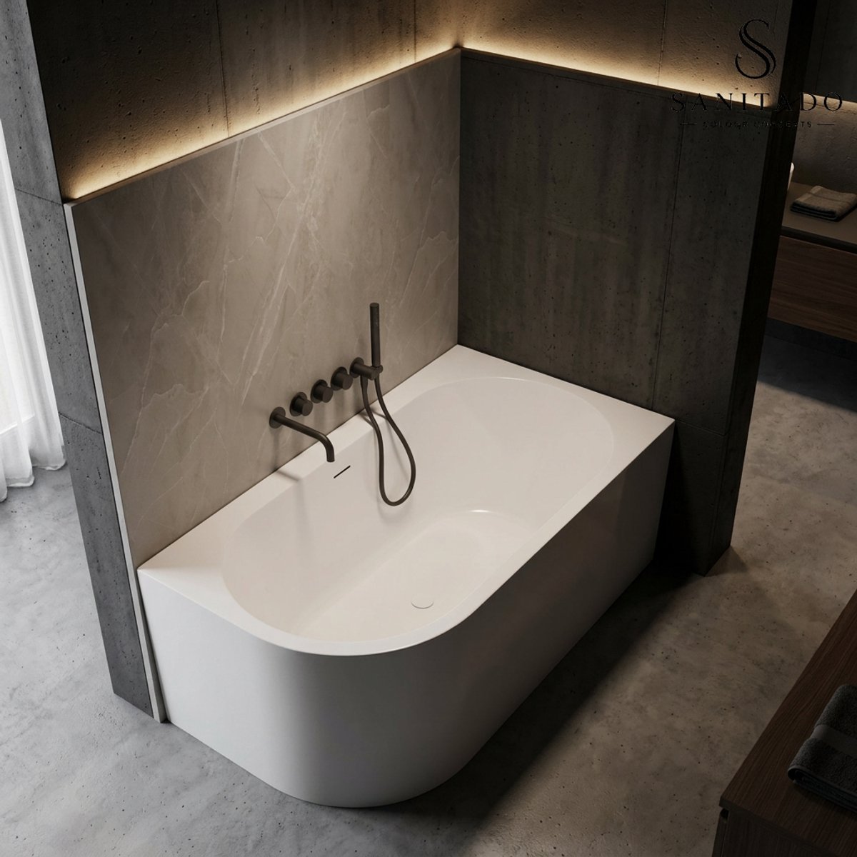Sanitado Elements Living Luxe Hoekbad Rechts 180x80cm Mat Wit